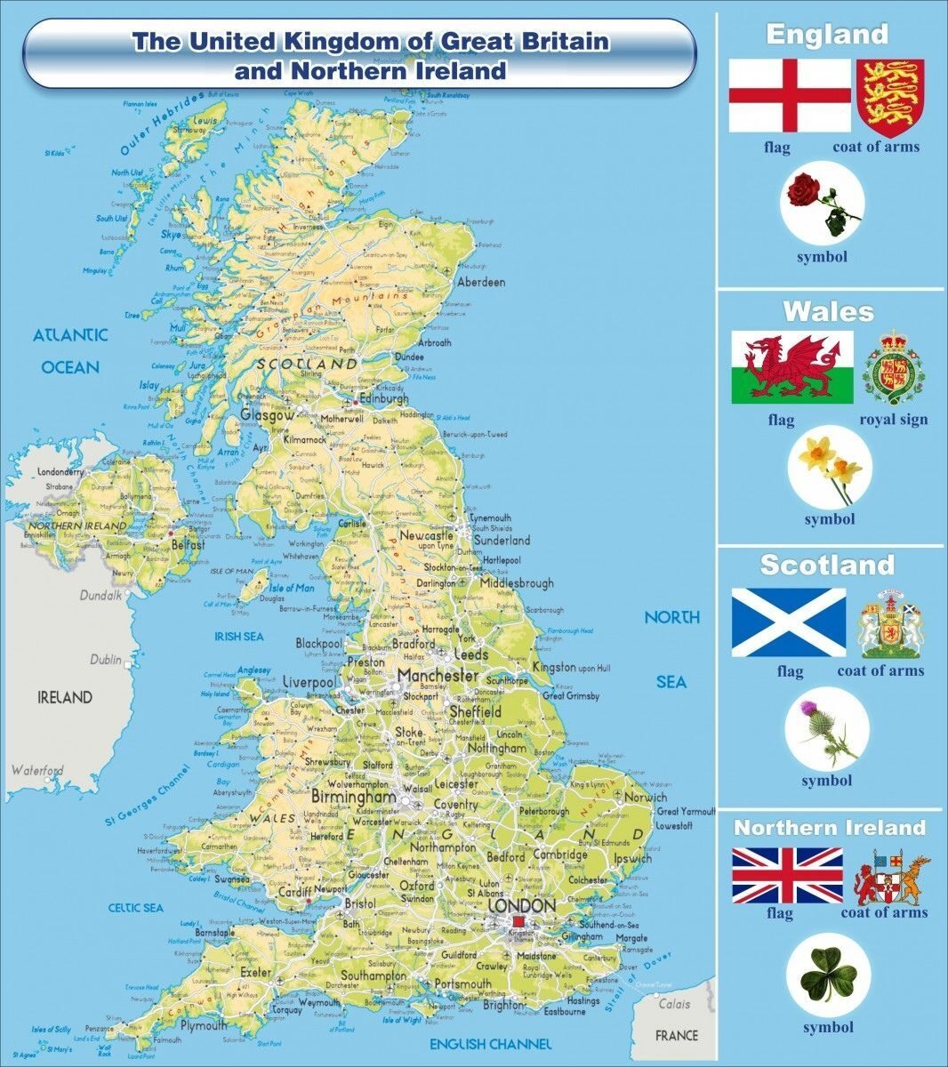 карта великобритании на английском